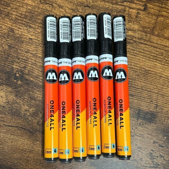 Molotow One4All Acrylic Pump Marker in Signal Black. 2mm Fine Tip. 6-Pack. NIB! - Picture 10 of 11